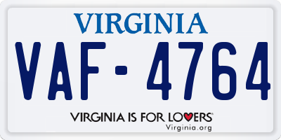 VA license plate VAF4764