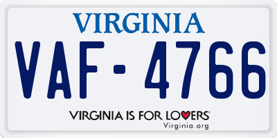 VA license plate VAF4766