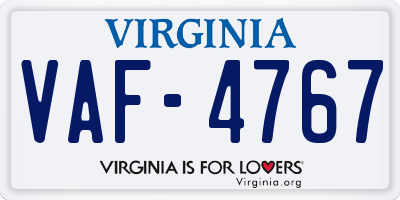 VA license plate VAF4767
