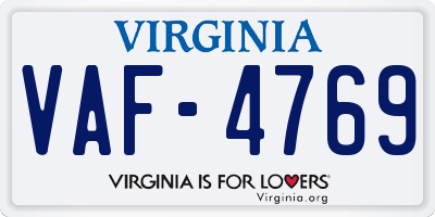 VA license plate VAF4769