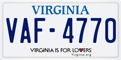 VA license plate VAF4770