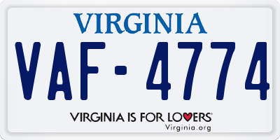 VA license plate VAF4774