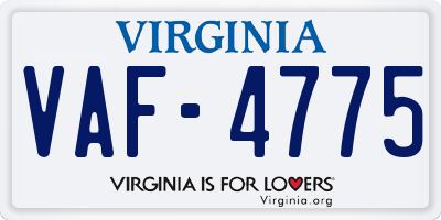 VA license plate VAF4775
