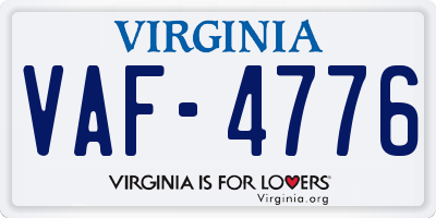 VA license plate VAF4776