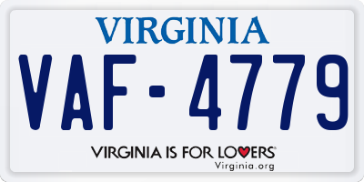 VA license plate VAF4779