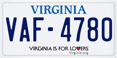 VA license plate VAF4780