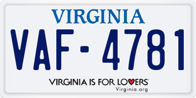 VA license plate VAF4781