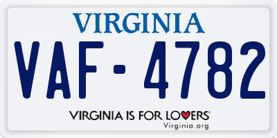 VA license plate VAF4782