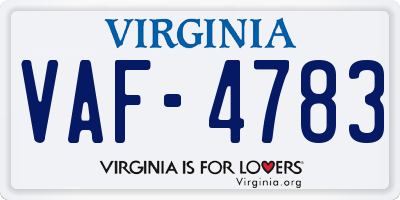 VA license plate VAF4783