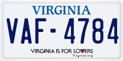 VA license plate VAF4784
