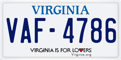 VA license plate VAF4786