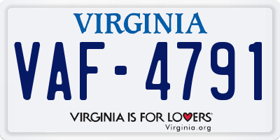 VA license plate VAF4791