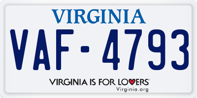 VA license plate VAF4793