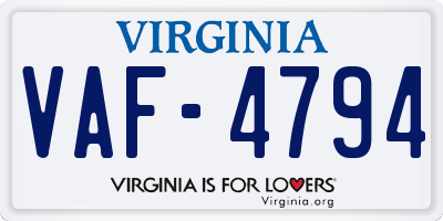 VA license plate VAF4794