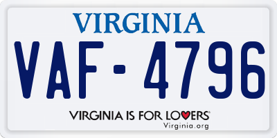 VA license plate VAF4796