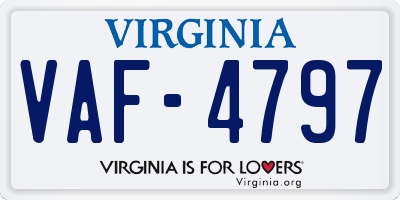VA license plate VAF4797