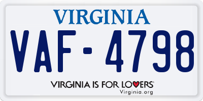 VA license plate VAF4798