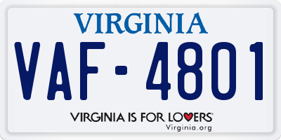VA license plate VAF4801