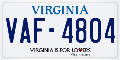 VA license plate VAF4804