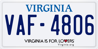 VA license plate VAF4806
