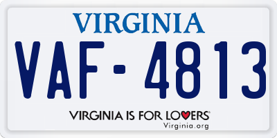 VA license plate VAF4813