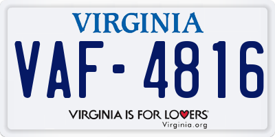 VA license plate VAF4816