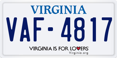 VA license plate VAF4817