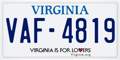 VA license plate VAF4819