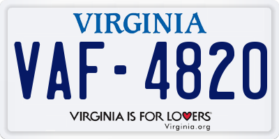 VA license plate VAF4820