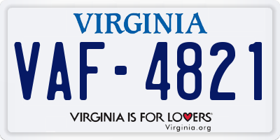 VA license plate VAF4821