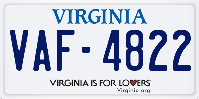 VA license plate VAF4822