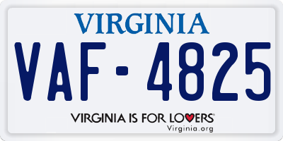 VA license plate VAF4825