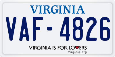 VA license plate VAF4826