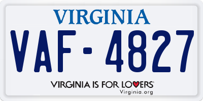 VA license plate VAF4827
