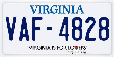 VA license plate VAF4828