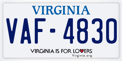 VA license plate VAF4830