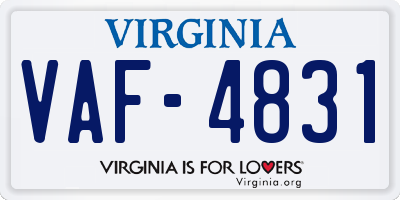 VA license plate VAF4831