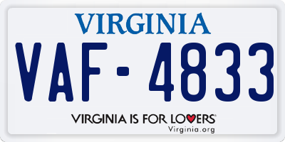 VA license plate VAF4833