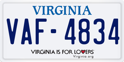VA license plate VAF4834