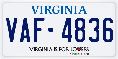 VA license plate VAF4836