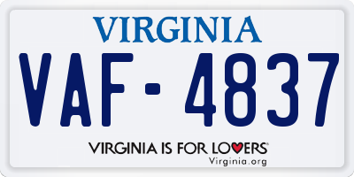 VA license plate VAF4837
