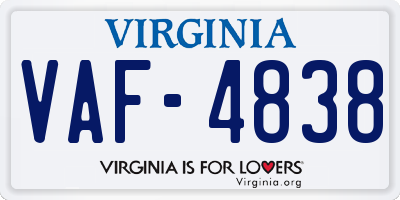 VA license plate VAF4838