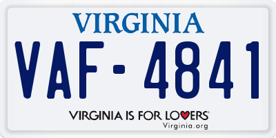 VA license plate VAF4841