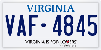 VA license plate VAF4845