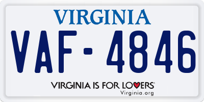VA license plate VAF4846
