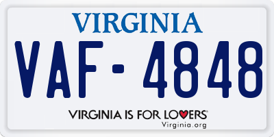 VA license plate VAF4848