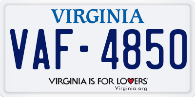 VA license plate VAF4850