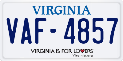 VA license plate VAF4857