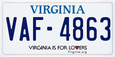 VA license plate VAF4863