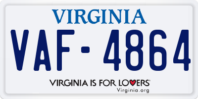 VA license plate VAF4864
